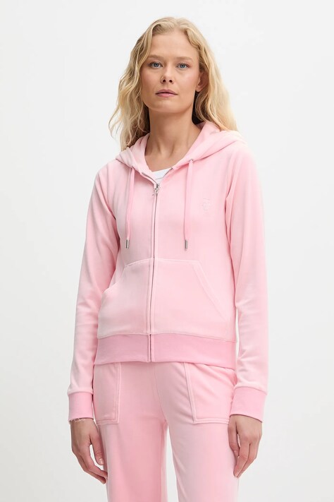 Суичър Juicy Couture в синьо с качулка с изчистен дизайн JCAP176