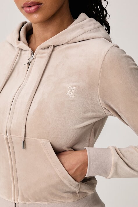 Juicy Couture Bluza rozpinana z kapturem damska bawełniana ROBERTSON CLASS zielona JCAP176