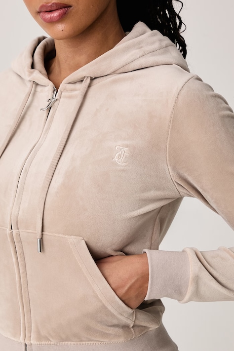 Juicy Couture Dukserica na zakopčavanje sa kapuljačom ženska pamučna ROBERTSON CLASS zelena JCAP176