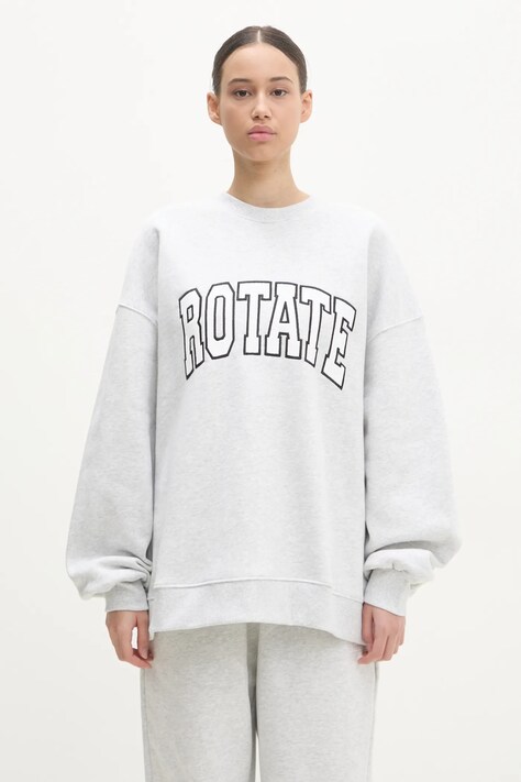 Rotate hanorac de bumbac femei, culoarea gri, cu imprimeu, 1134271473