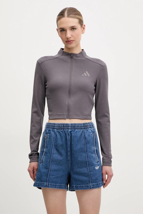 Pulover adidas ALL SZN RIB ženski, vijolična barva, JJ1229