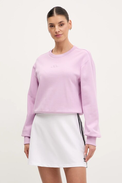 adidas hanorac de bumbac ALL SZN femei, culoarea roz, neted, JJ1267