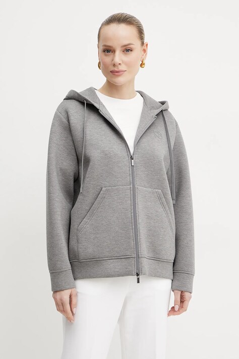 Weekend Max Mara bluza femei, culoarea gri, cu glugă, melanj, 2515911021600