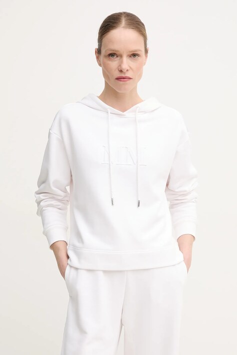 Mikina MM dámská, bílá barva, s kapucí, hladká, 2516921027600