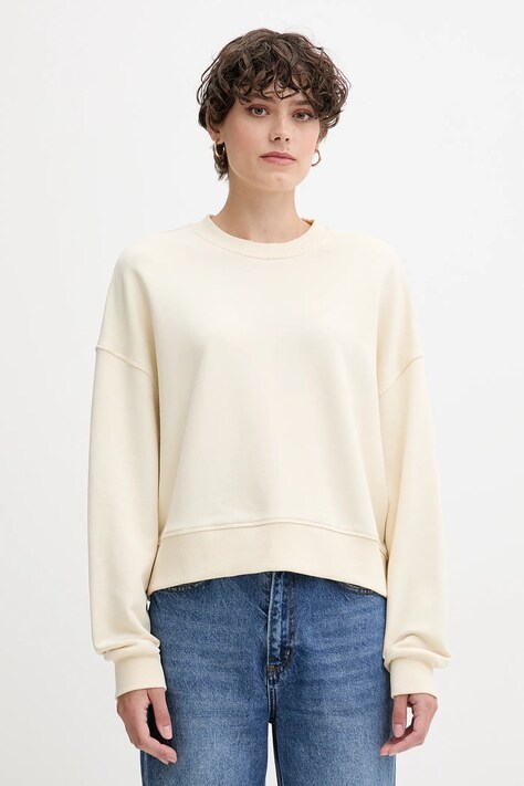 United Colors of Benetton bluza bawełniana damska kolor beżowy z nadrukiem 3UNID109A