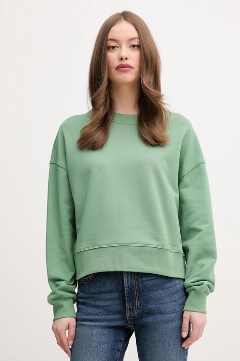 Bavlněná mikina United Colors of Benetton dámská, zelená barva, s potiskem, 3UNID109A