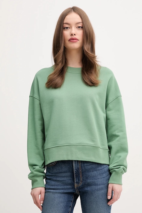 United Colors of Benetton bluza bawełniana damska kolor zielony z nadrukiem 3UNID109A
