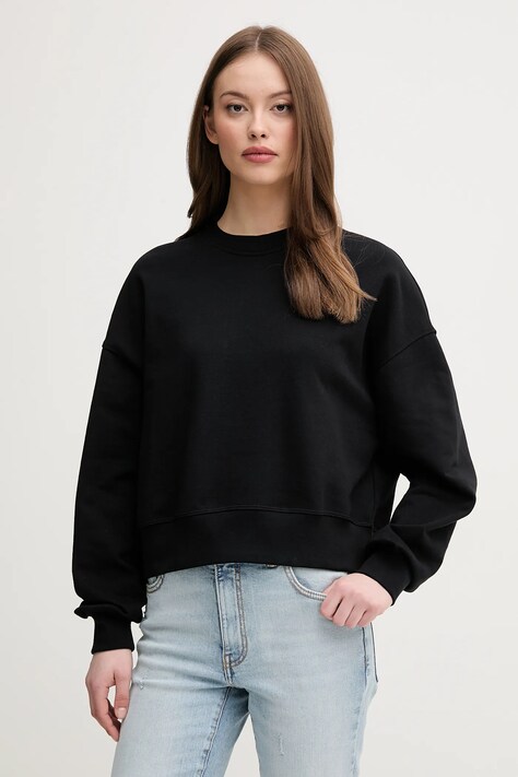 United Colors of Benetton hanorac de bumbac femei, culoarea negru, cu imprimeu, 3UNID109A