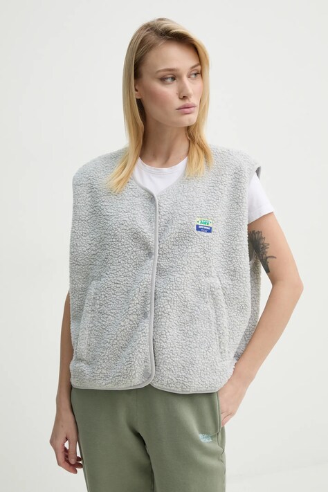 American Vintage vestă femei, culoarea gri, de tranziție, HOK16BE25