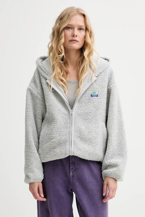 Суичър American Vintage в зелено с качулка с изчистен дизайн HOK16EE25