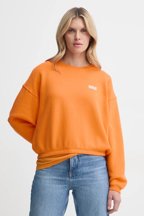 American Vintage bluză femei, culoarea portocaliu, cu imprimeu, IZU03AE25