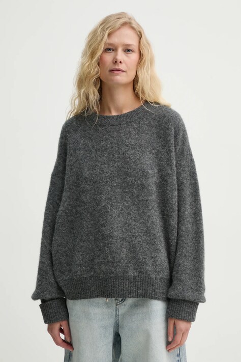 American Vintage sweter wełniany damski kolor szary lekki VITO18EE25