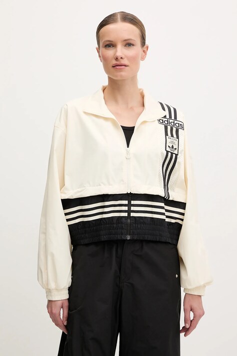 Яке adidas Originals Woven Track Top в бежово преходен модел с уголемена кройка JD0096