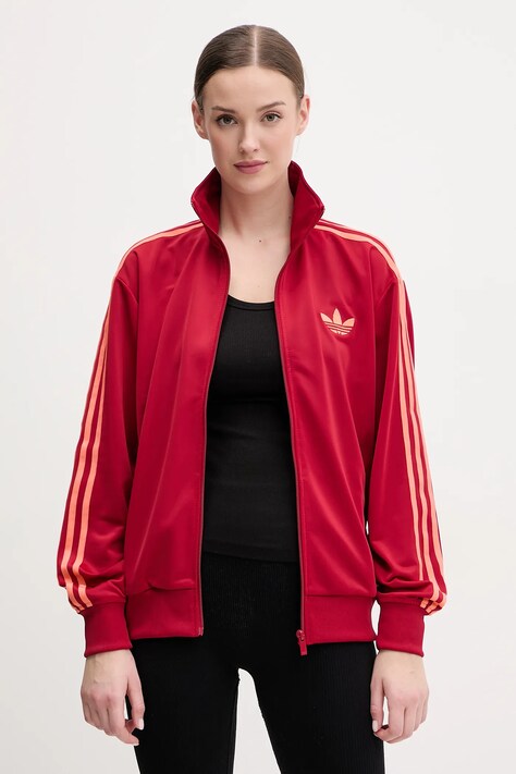 Mikina adidas Originals Firebird dámská, červená barva, s aplikací, JP2295