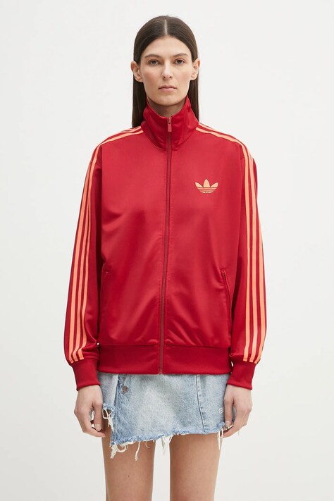 Mikina adidas Originals Firebird dámska, červená farba, s nášivkou, JP2295