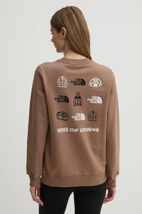The North Face hanorac de bumbac Outdoor Graphic femei, culoarea maro, cu imprimeu, NF0A8C246IH1