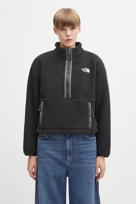 The North Face sweatshirt TNF Fleeski women's black color with an application NF0A88Z3KX71