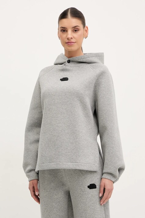 The North Face bluza Relaxed femei, culoarea gri, cu glugă, melanj, NF0A89C0EC41