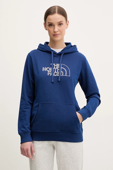 The North Face bluza Drew Peak Light damska kolor granatowy z kapturem z aplikacją NF0A8C1DAQM1