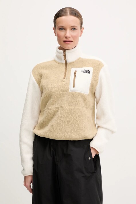 The North Face hanorac fleece Yumiori femei, culoarea verde, uni, NF0A88433CG1