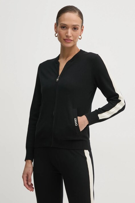 Kardigán s prímesou vlny Liu Jo čierna farba, tenký, TA5026 MS025