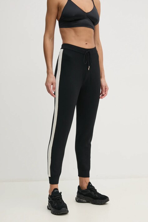 Liu Jo pantaloni de trening cu amestec de lână culoarea negru, cu imprimeu, TA5027 MS025