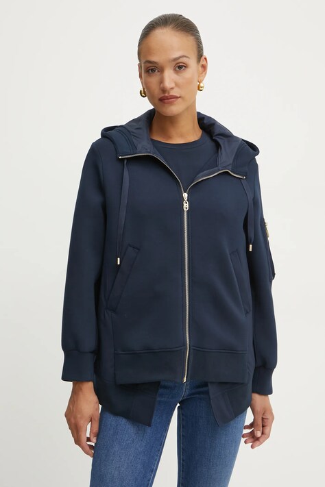 Liu Jo bluza femei, culoarea albastru marin, cu glugă, neted, TA5083 J4879