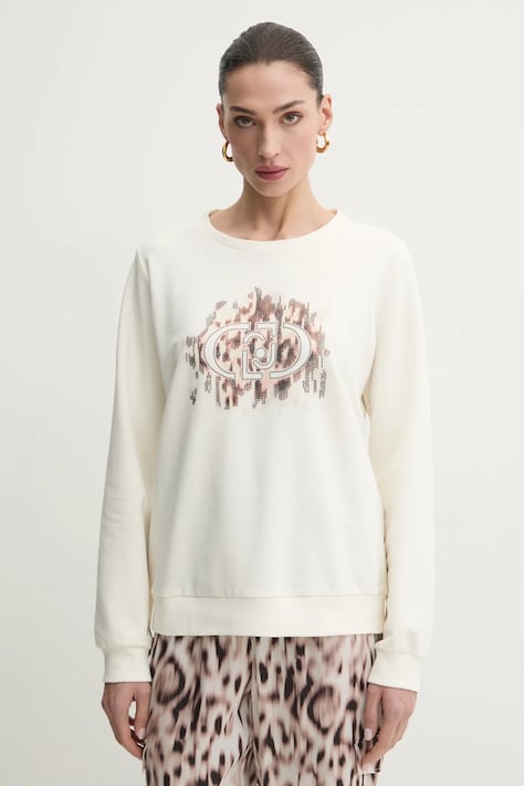 Liu Jo bluza femei, culoarea bej, cu imprimeu, TA5168 FS090