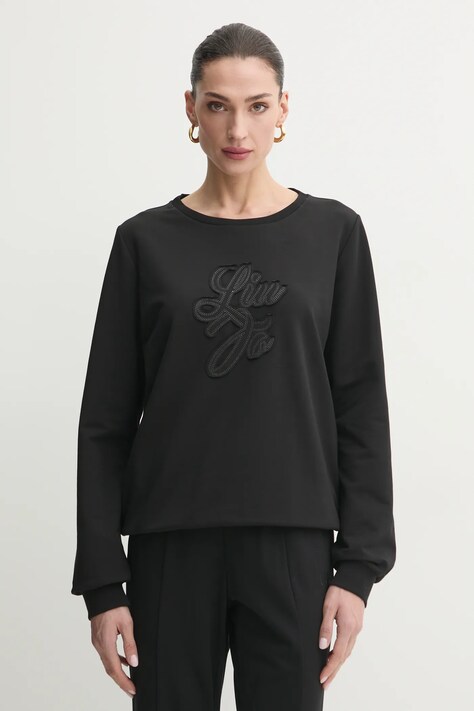 Liu Jo bluza femei, culoarea negru, cu imprimeu, TA5168 FS090