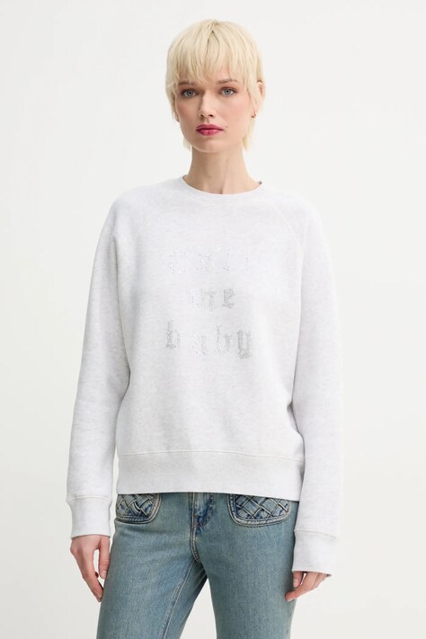 Mikina ZADIG&VOLTAIRE dámská, šedá barva, s aplikací, JWSS01653