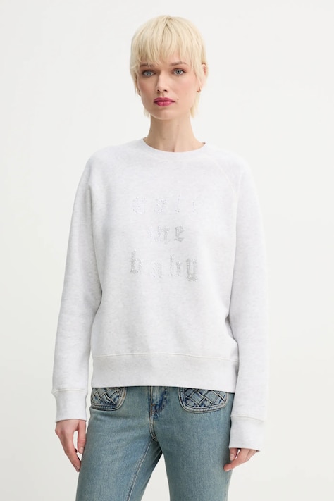 Mikina ZADIG&VOLTAIRE dámská, šedá barva, s aplikací, JWSS01653
