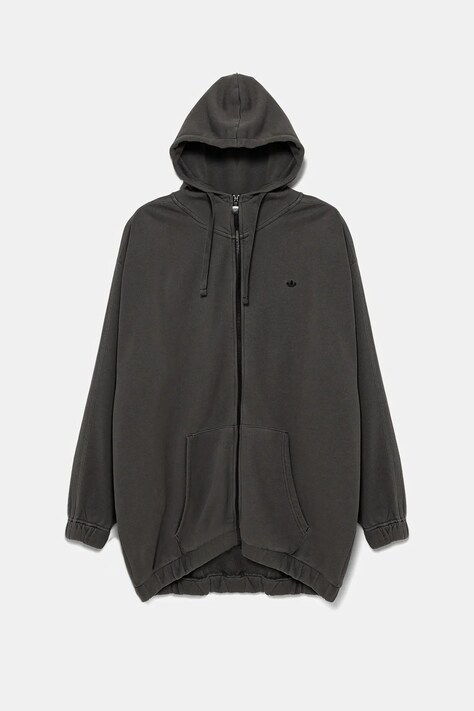 adidas Originals bluza bawełniana Wash Zip Hoodie damska kolor szary z kapturem gładka JD0054