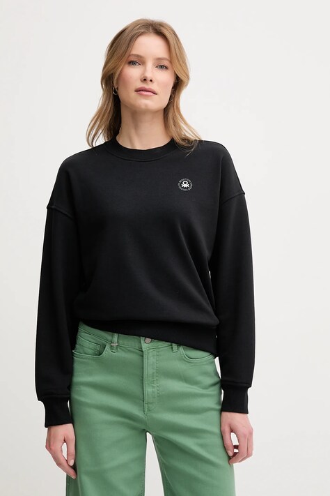Кофта United Colors of Benetton женская цвет чёрный с принтом 31NB3M07K