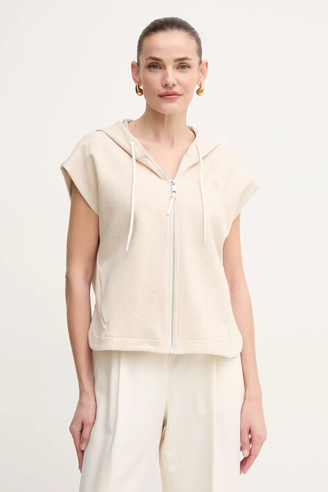 Безрукавка BOSS жіноча колір бежевий з капюшоном однотонна 50537487