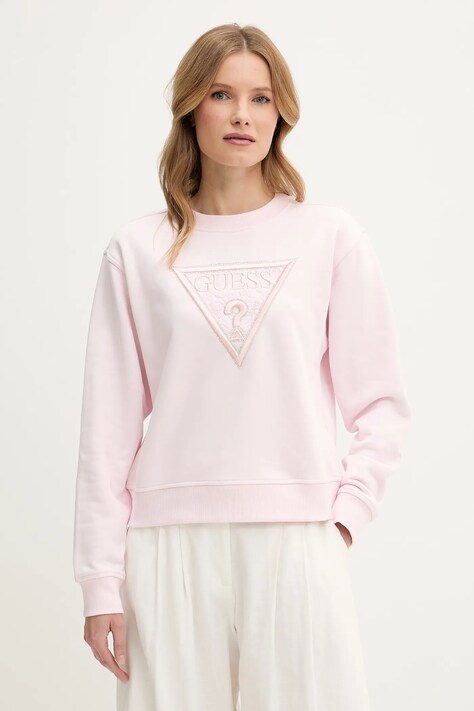 Guess bluza femei, culoarea roz, cu imprimeu, W5GQ12 KBKM0
