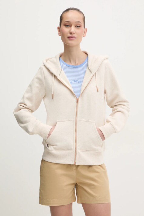Mikina Superdry dámská, béžová barva, s kapucí, hladká, W2012422A-9VP
