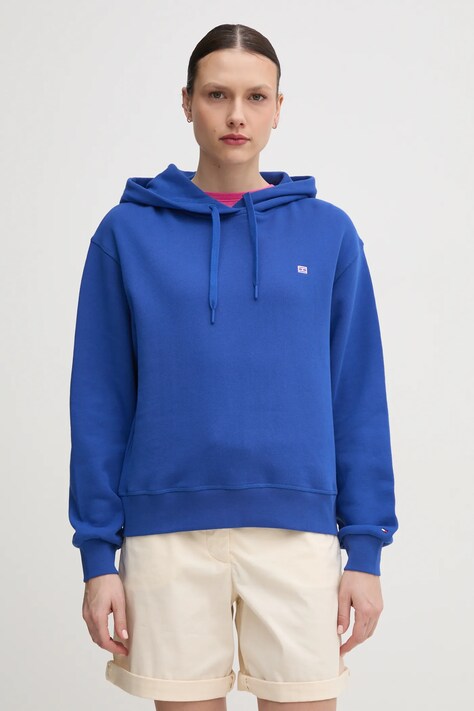Bavlněná mikina Tommy Hilfiger dámská, fialová barva, s kapucí, hladká, WW0WW45979