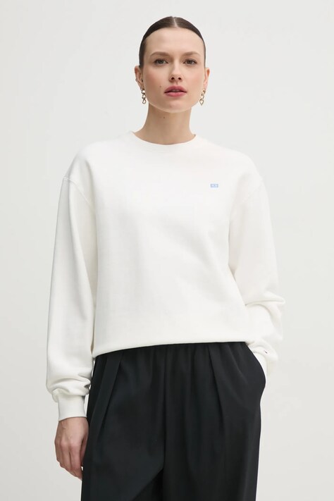 Bavlněná mikina Tommy Hilfiger dámská, bílá barva, hladká, WW0WW45980