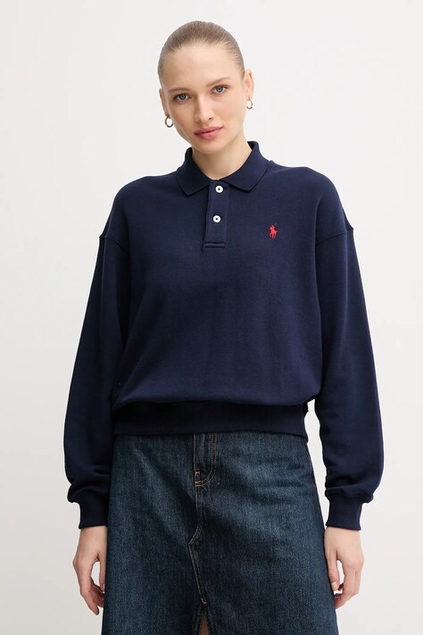 Polo Ralph Lauren bluza damska kolor granatowy gładka 211965097