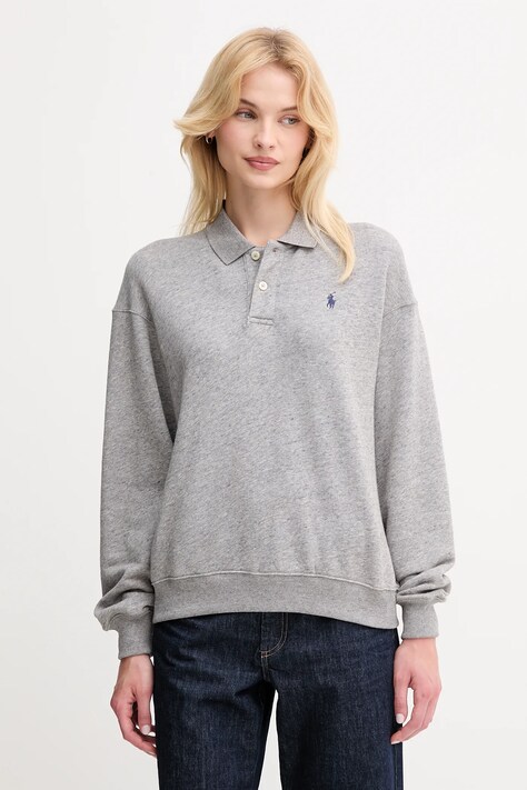 Mikina Polo Ralph Lauren dámská, šedá barva, hladká, 211965097