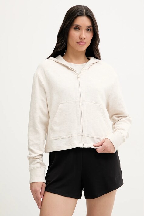 Calvin Klein Underwear bluza femei, culoarea bej, cu glugă, neted, LV00QS7504