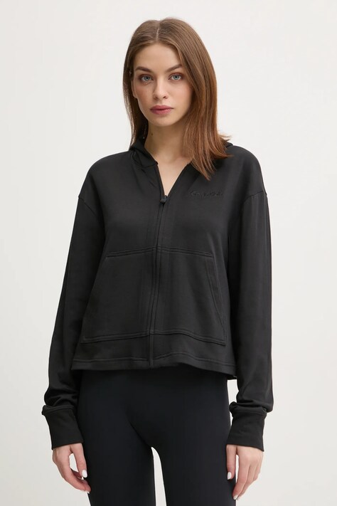 Calvin Klein Underwear bluza femei, culoarea negru, cu glugă, neted, LV00QS7504