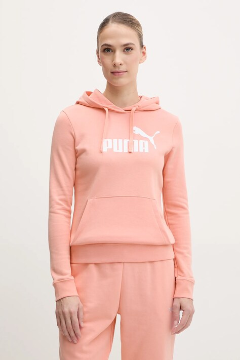 Puma bluza femei, culoarea roz, cu glugă, cu imprimeu, 682391