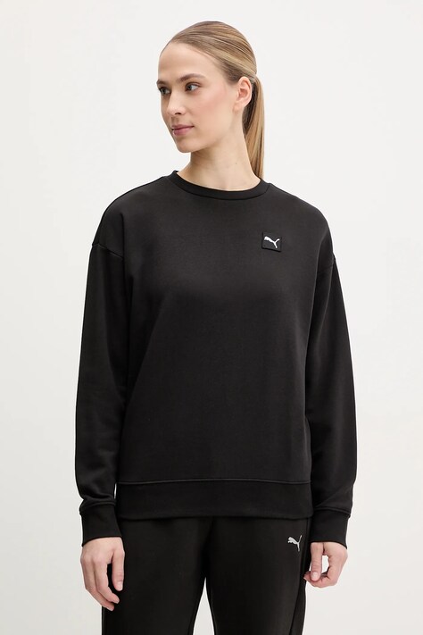 Puma hanorac de bumbac femei, culoarea negru, neted, 685017