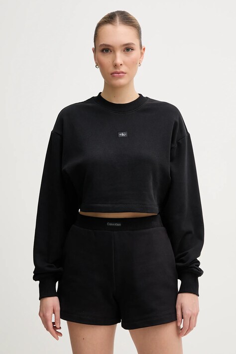 Calvin Klein Jeans bluza bawełniana damska kolor czarny gładka J20J225370