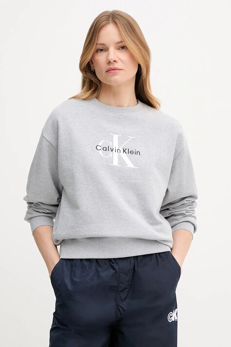 Calvin Klein Jeans bluza damska kolor szary z nadrukiem LV047B234G