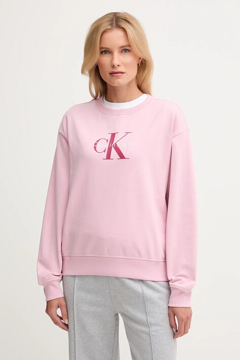 Calvin Klein Jeans bluza damska kolor różowy z nadrukiem LV047B234G