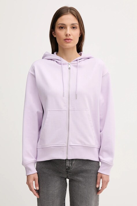 Кофта Calvin Klein Jeans цвет фиолетовый с капюшоном с принтом LV047B270G