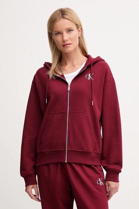 Μπλούζα Calvin Klein Jeans χρώμα: μοβ, με κουκούλα, LV047B270G