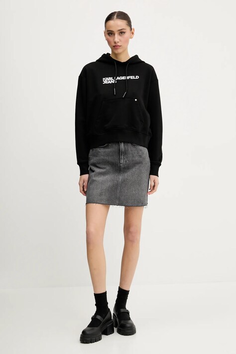Karl Lagerfeld Jeans кофта з капюшоном жіноча з бавовною — SS25-BLD0PS, чорний — фото 2